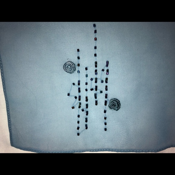 709. Miss Milan Blue Ombré Gown with Accent Scarf - Picture 7 of 7